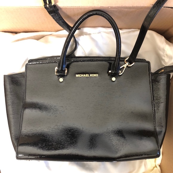 mk patent leather purse